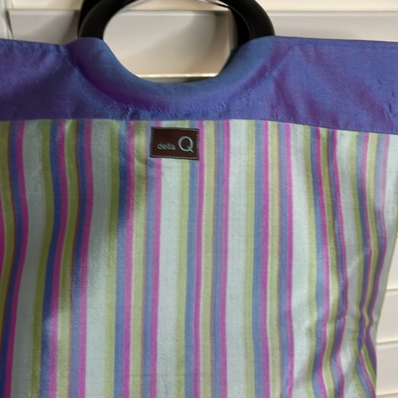 Della Q Silk striped small handbag purse‎ tote - Picture 6 of 9